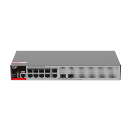 Switch 8 porturi RJ45 1G PoE+, 2 x SFP 2.5G, 2 x RJ45 1G, L2+ Cloud Management, 1U - Ruijie RG-S2915-10GT2MS-P-L Ruijie Networks